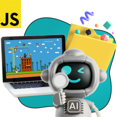 Язык программирования JavaScript + AI. Проектное обучение + геймификация + AI-помощники - КИБЕРшкола программирования для детей, компьютерные курсы для школьников, начинающих и подростков - KIBERone г. Владикавказ
